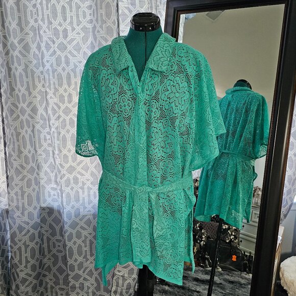 Mintee 16 Other - Mintee Sheer Teal Cover‑Up / Shawl – One Size – NWOT